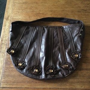 Renato Angi Venezia XLG Brown Leather Shoulder Bag